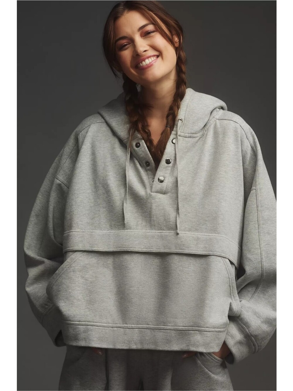 Daily Practice × Anthropologie Henley Sweatshirt Heathered Gray
